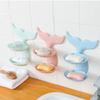 Zerodeko 2pcs Double Plastic Soap Dish Holder Wall Mounted Fish Tail Shape Design for Bathroom Shower Rack Draining view 3