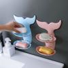 Zerodeko 2pcs Double Plastic Soap Dish Holder Wall Mounted Fish Tail Shape Design for Bathroom Shower Rack Draining view 4