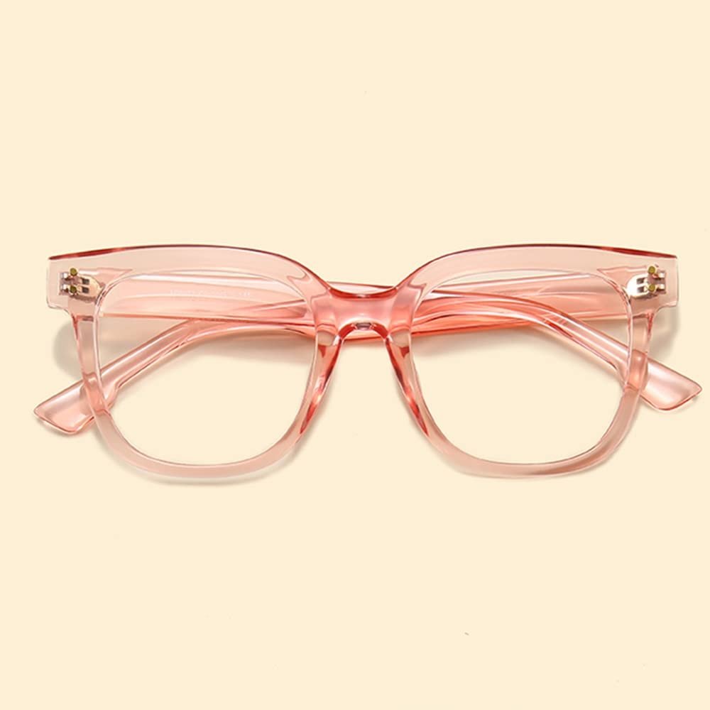DIBAKO Women Oversized Reading Glasses Black Frame Men Large Stylish Readers Computer Reading Glasses Blue Light Blocking (Color : Pink, Size : +2.50)