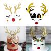 2 Set Christmas Cake Topper Decorations Reindeer Antler Cake Topper with Eyelashes Nose Ear for Easter Xmas Party Decor Supplies view 1