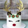 2 Set Christmas Cake Topper Decorations Reindeer Antler Cake Topper with Eyelashes Nose Ear for Easter Xmas Party Decor Supplies view 2