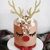 2 Set Christmas Cake Topper Decorations Reindeer Antler Cake Topper with Eyelashes Nose Ear for Easter Xmas Party Decor Supplies view 4