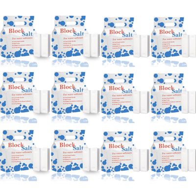 12 pack Water Softener Salt Blocks 100% Genuine Food Grade water softener salt block Compatible to All Water Softener Machine, Best For Laundry Kitchen Dishasher Industrial use Salt Block 12 pack
