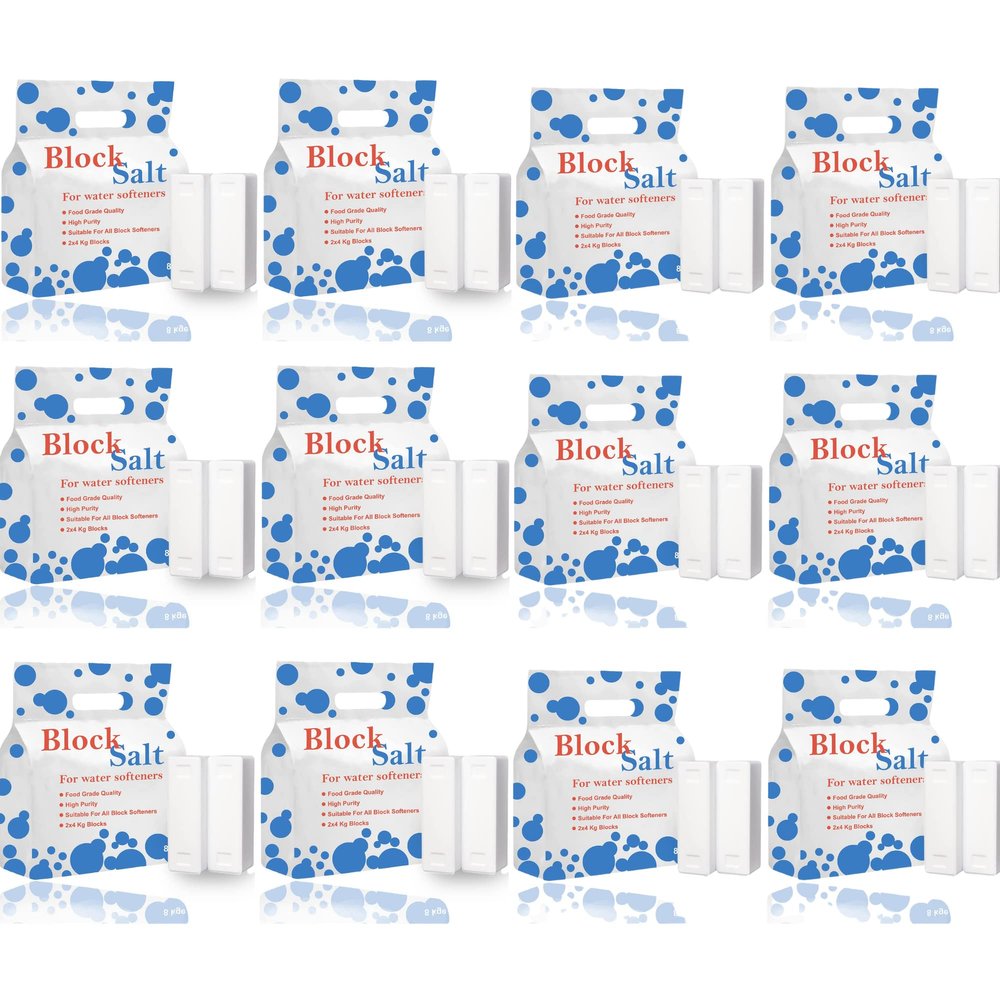 12 pack Water Softener Salt Blocks 100% Genuine Food Grade water softener salt block Compatible to All Water Softener Machine, Best For Laundry Kitchen Dishasher Industrial use Salt Block 12 pack