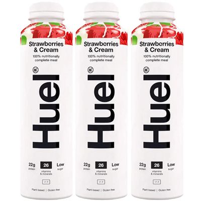 3 x 500ml Vegan Strawberries & Cream Fruit Drink Natural Smoothie Meal Vitamins Minerals Low Sugar Protein Juice