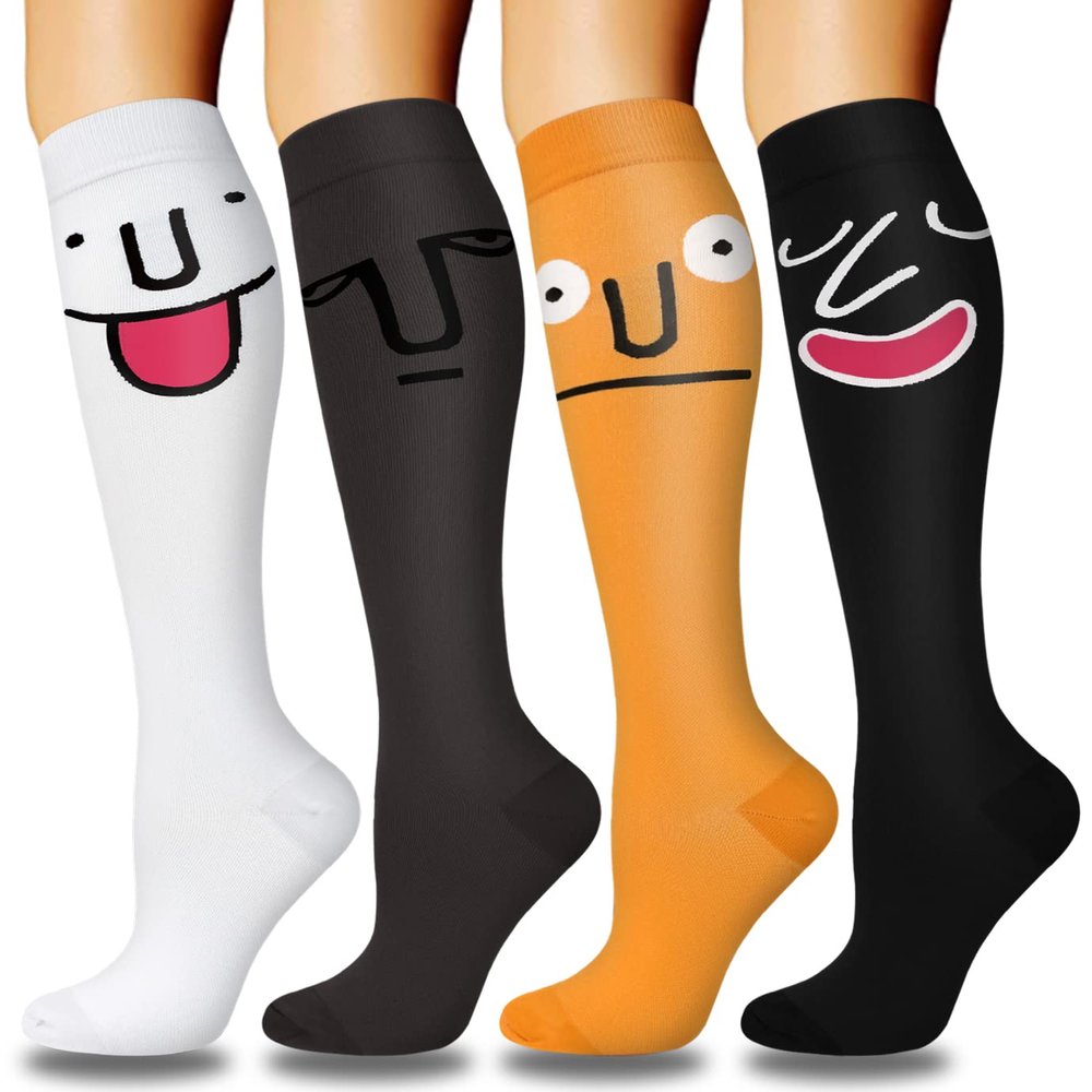 4 Pairs Copper Compression Socks for Women & Men Circulation 15-20 mmHg - Best Support for Nurses, Running
