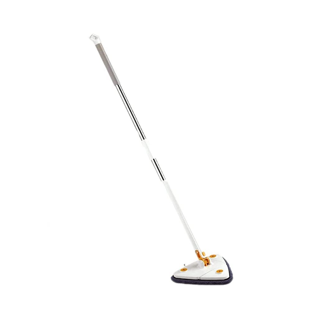 360 Degree Rotatable Adjustable Triangle Cleaning Mop, Telescopic Spin Home Mop, Stainless Steel Handle Cleaning Mop with Automatic Water Squeezing Function (White)