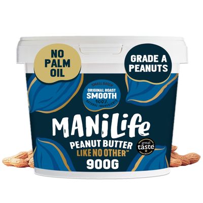 ManiLife Original Roast Smooth Peanut Butter, 900g Tub - Small Batch Vegan Peanut Butter Made from Single Origin Grade-A Argentine Peanuts - No Palm Oil, No Added Sugar, No GMOs