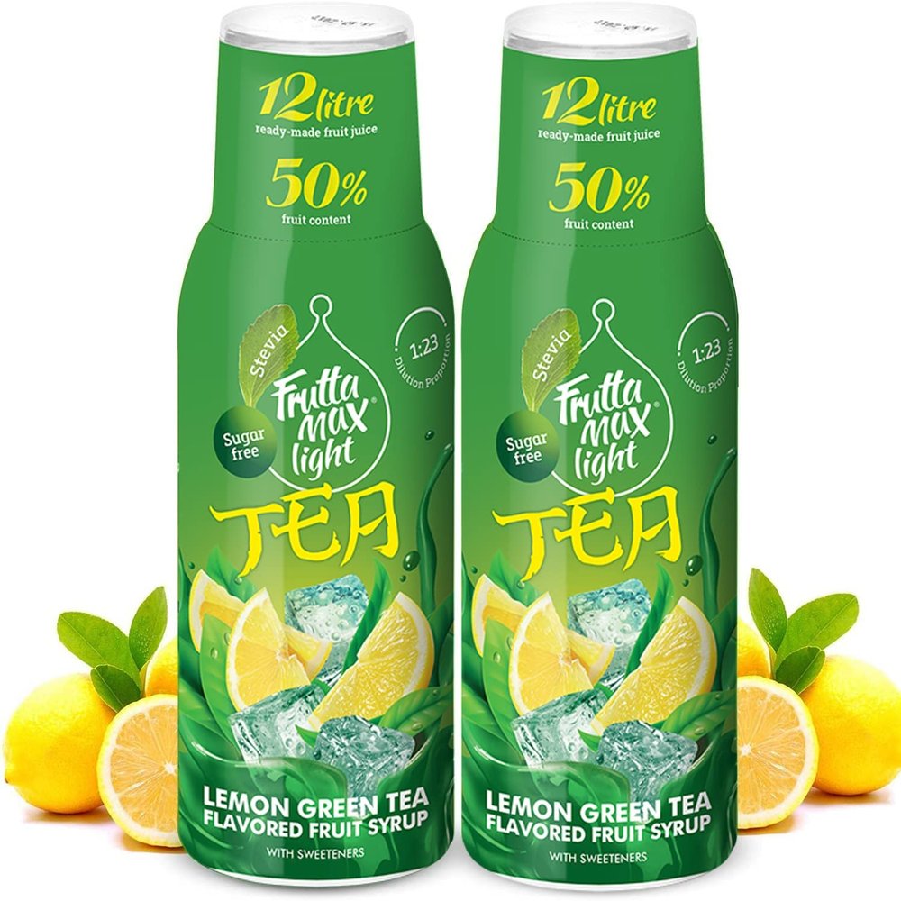 2 Pack - FruttaMax Sugar-Free Green Tea Syrup  50% Real Fruit | Low-Calorie Drink Syrup for Soda Makers, Cocktails & Desserts  2x500ml
