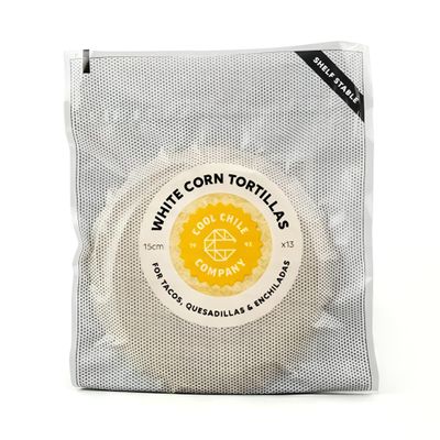 Cool Chile 15cm White Corn Mexican Tortillas - Pack of 13, 300g | Authentic Tortilla Mexicana, Soft Wraps for Tacos | Non-GMO & Gluten-Free
