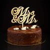 Gold Mrs & Mr Cake Toppers Personalized Silhouette Funny Bride & Groom Cake Topper For Engagement Bride to Be Party Supplies Bridal Shower Gifts For Him/Her 6inch