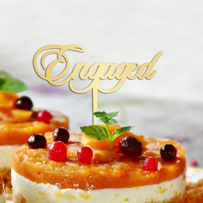 Engaged Engaged Cake Topper Gold Bachelorette Elegant Bachelorette Decor Custom Wedding Engagement Cake Toppers Engagement Gifts 15cm