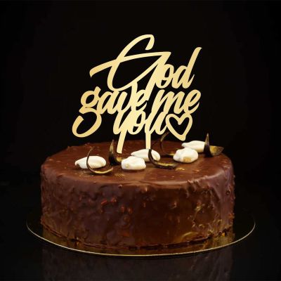 God Gave Me You Cake Topper Personalized Wedding Mr & Mrs Cake Toppers Silhouette Customize Romance Bride And Groom Cake Topper For Engagement Bride to Be Cake Decorations Wedding Gifts Gold 6inch