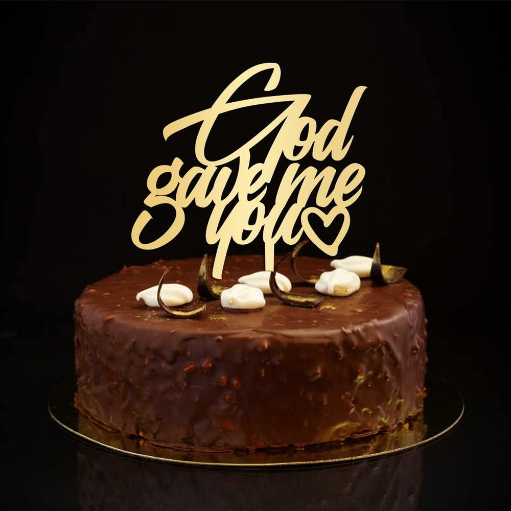 God Gave Me You Cake Topper Personalized Wedding Mr & Mrs Cake Toppers Silhouette Customize Romance Bride And Groom Cake Topper For Engagement Bride to Be Cake Decorations Wedding Gifts Gold 6inch