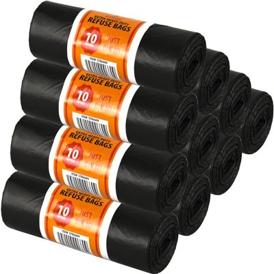 10x Large Heavy Duty Bin Bags Bin Liners Rubbish Bags (90L 10pk)