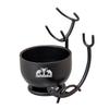 Grandslam Razor and Brush Stand with Double Stainless Steel Design Shave Soap Bowl Set for Shaving Brush and Straight Razors, Barber Razors, Safety Razors Black view 2