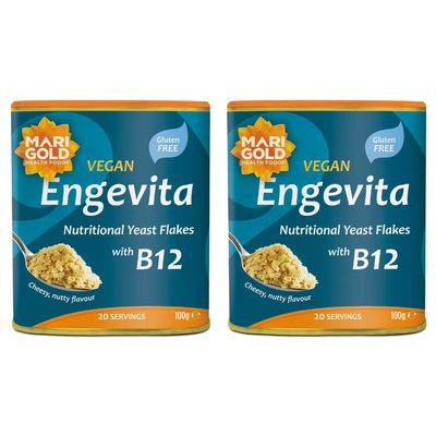 Marigold Vegan Engevita Nutritional Yeast Flakes with Vitamin B12 100g (Pack of 2)
