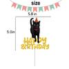 Cat Happy Birthday Cake Topper Black Cat Cake Decorations for Boys Girls Pets Cute Mewo Animal Theme Party Supplies Black Gold Glitter view 4