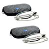 Fads & Fashions 2 Pairs Silver Metal Alloy Folding Reading Glasses with Case & Belt Holder Z006 (2 x Silver Frame, 1.0, multiplier_x) view 1