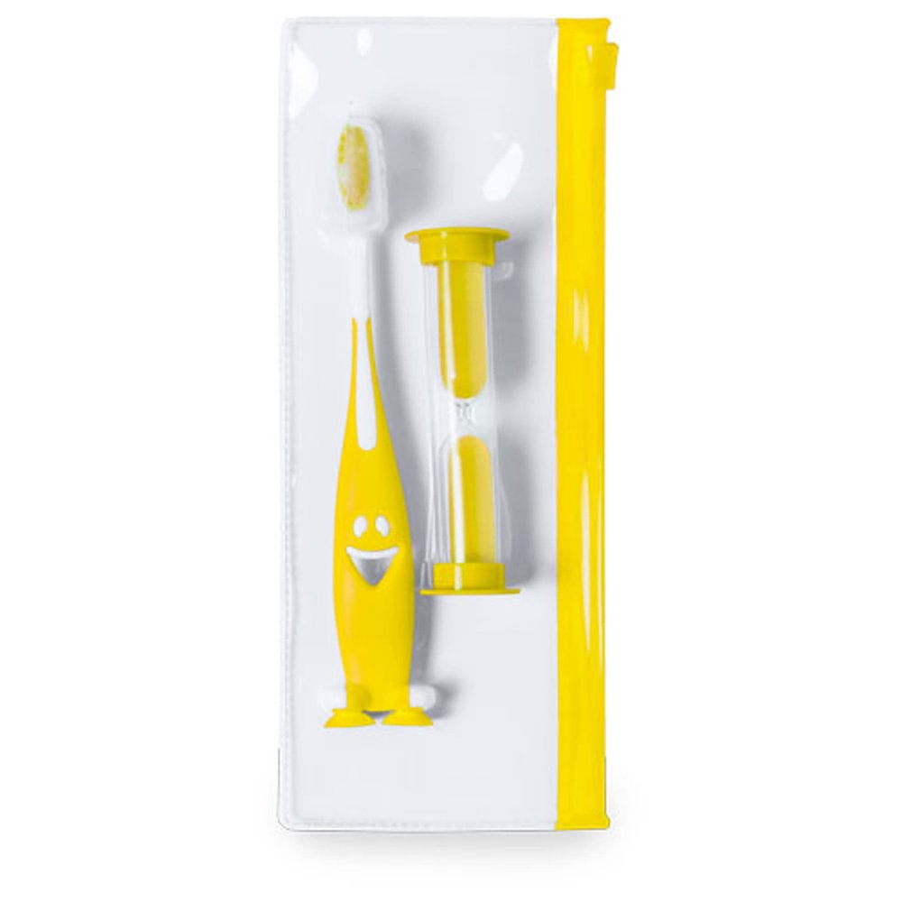 Children's Hourglass Sand Clock Case Set with Toothbrush (YELLOW)