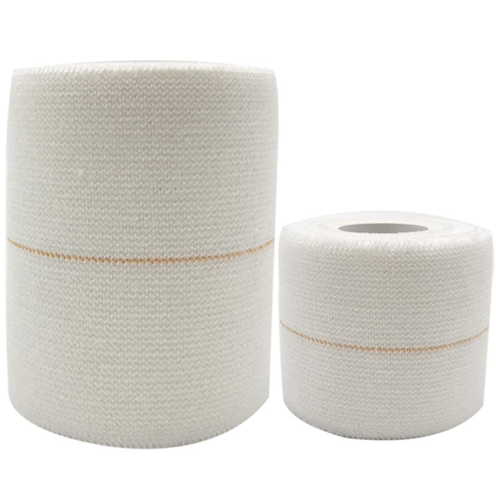 2PCS Elastic Adhesive Bandage Tape, 5cm x 4.5 Rugby Lifting Strapping Adhesive Bandage Tape for Ankles, Knees, Elbows, Extra Strong (White)
