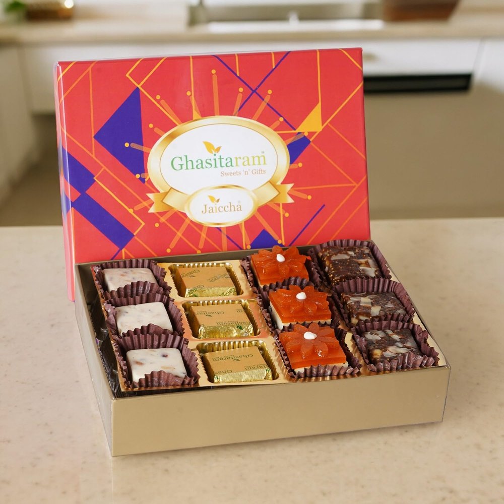 Ghasitaram Gifts Jaiccha Assorted Bites in Premium Box 12pcs |Diwali Gifts,Holi,Rakhi,Valentine,Christmas,Birthday,Anniversary,Gift for Her,Him,Mothers Day,Fathers Day|