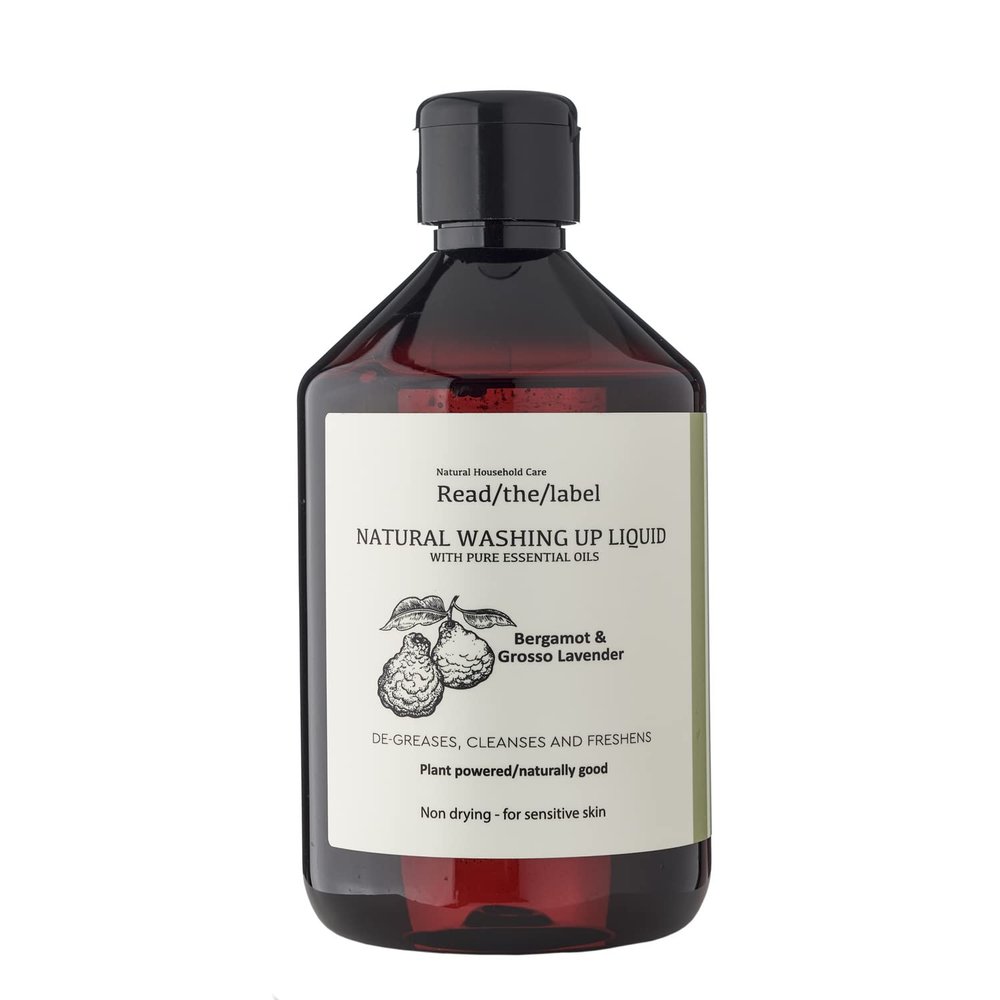 Read the Label London Eco Washing Up Liquid 500ml  Bergamot & Lavender  Non-Bio, Plant-Based, Vegan & Paraben-Free  Gentle on Sensitive Skin  Essential Oil Scented