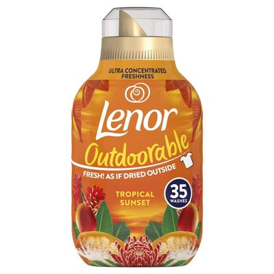 Lenor Outdoorable Fabric Conditioner 35 Washes, 490Ml, Tropical Sunset - Ultra Concentrated Freshness - 100 Percent Recycled Bottle