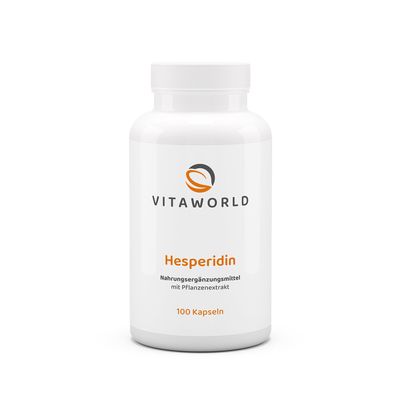 Pack of 3 Vita World Hesperidin 3 x 100 Capsules Vegan 100% Natural Hesperidin Made in Germany with Analysis Certificate