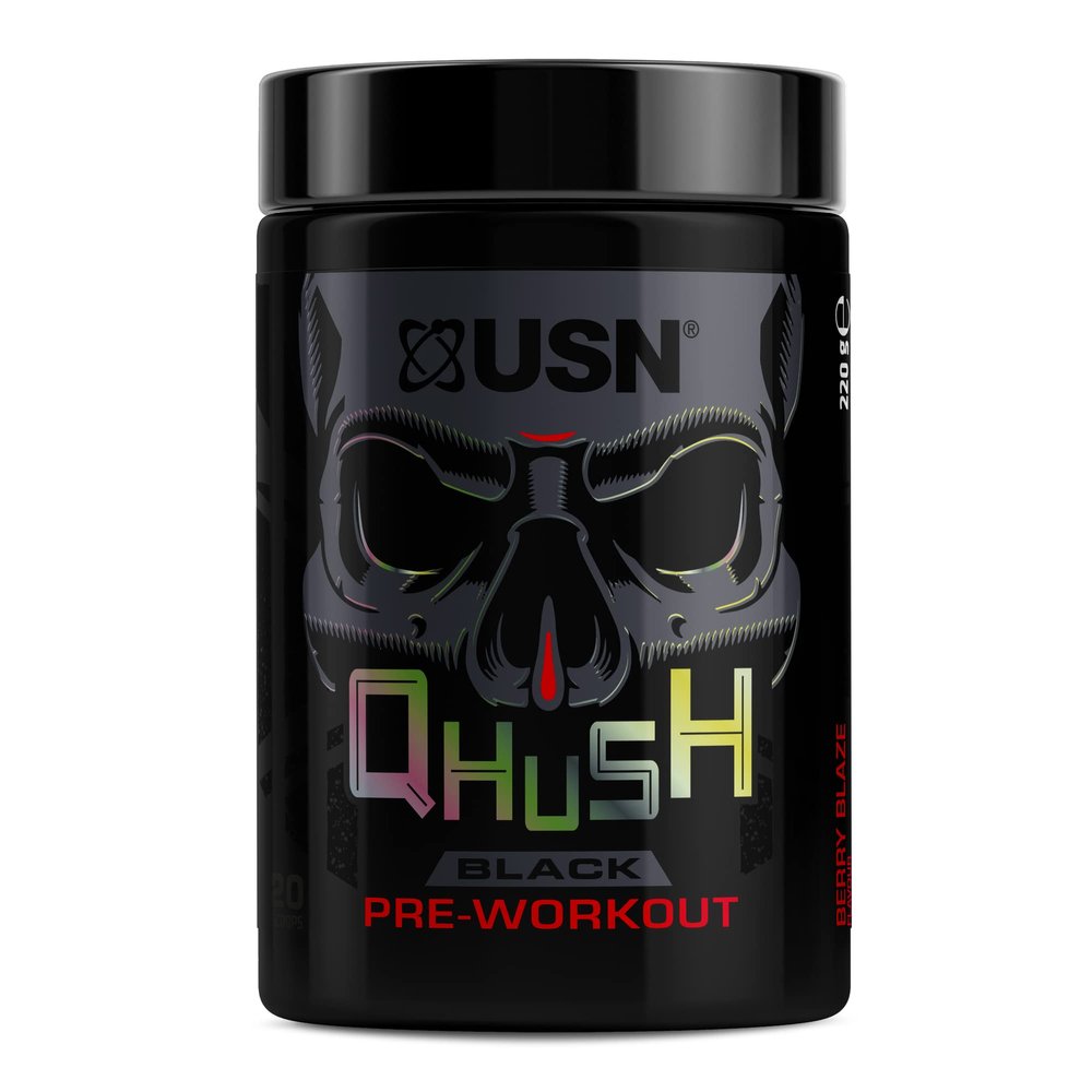 Qhush Black Berry Blaze Pre Workout 220G: Explosive Energy Drink PowderHigh Caffeine Energy Supplement With Vitamin B6 Complex For Focus And Performance