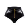 LOVE YOU SEXY Women PU Faux Leather Stretchy Highwaist Panty with Zipper Black Medium view 1