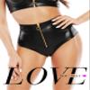 LOVE YOU SEXY Women PU Faux Leather Stretchy Highwaist Panty with Zipper Black Medium view 4