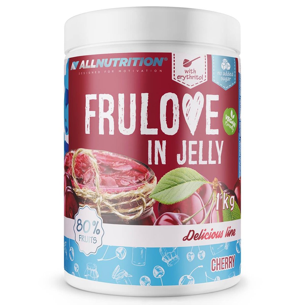 ALLNUTRITION Sugar Free Jam - Frulove In Jelly Cherry - Seriously Low Carb Fruits in Jelly - 80% Fruit Jelly Low Calorie Spread - Sugar Free Marmalade - Vegan Friendly - 1000g