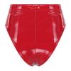 TiaoBug Women Wetlook Crotch Zipper Faux Leather High Waisted Booty Shorts Dancing Costumes Red Zipper XXL view 2