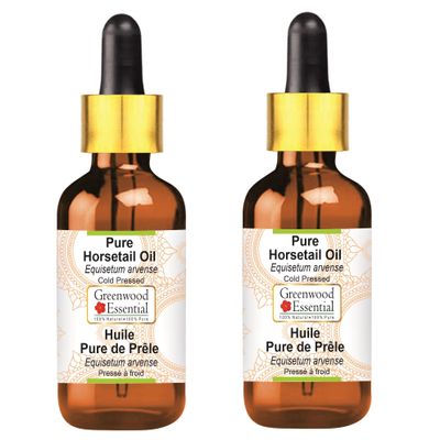 Greenwood Essential Pure Horsetail Oil (Equisetum arvense) with Glass Dropper Cold Pressed 100ml x 2 (6.76 oz)
