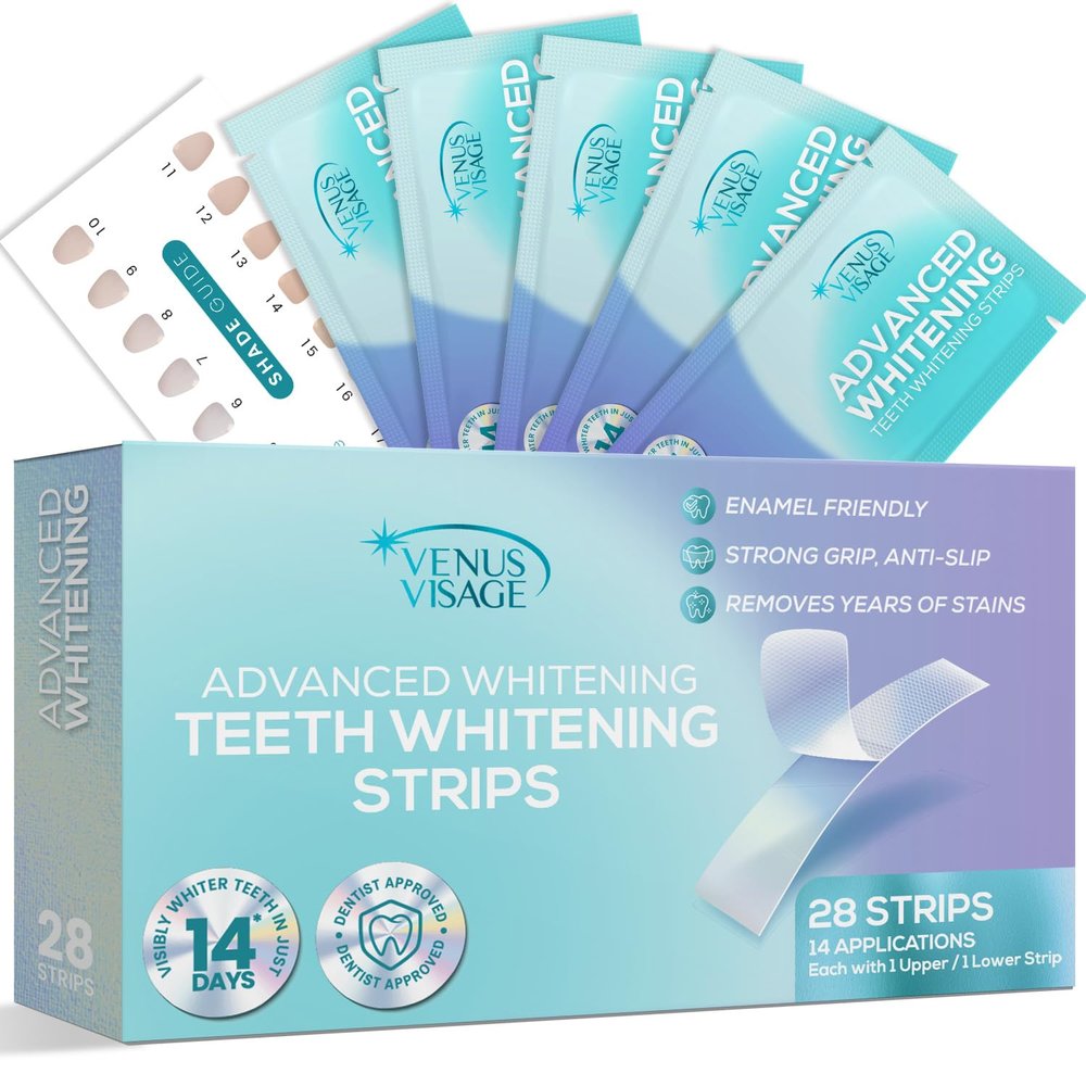 Venus Visage Teeth Whitening Strips 28 Strips (14 Pack), Professional Effects, Teeth Whitening Strip Kit, Reduced Sensitivity White Strips for Teeth Whitening, Dental Teeth Whitening Strips Kit (Mint)
