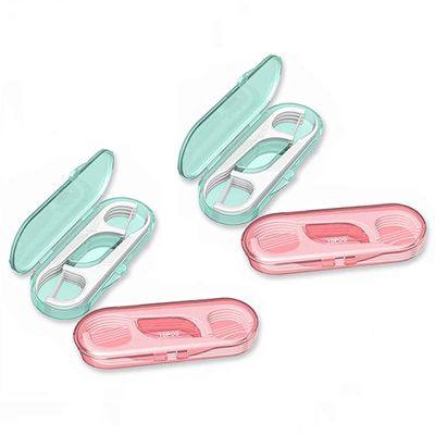 High Toughness Professional Toothpicks Sticks Dental Floss Picks 20 Picks Threader Flosser with 2 Storage Cases, flossing for Family,Hotel,Travel (Pink and Green)