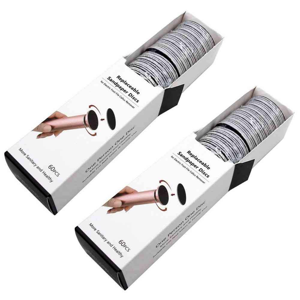 120 Pcs Replacement Sandpaper Discs Pad for Electric Foot File Callus Remover Pedicure, 60 Pcs Regular Coarse 100 Grit with 60 Pcs Extra Coarse 80 Grit