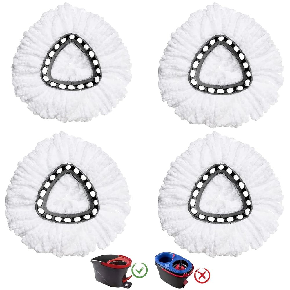 4 Pack Mop Heads Replacement Compatible with O-Ceda EasyWring Spin Mop, Microfiber Spin Mop Refill Easy Cleaning Mop Head Replacement for Floor Cleaning Deep Cleaning for Home Office
