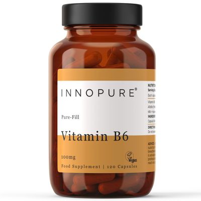 INNOPURE Vitamin B6 Capsules 100mg - Pure-Fill (No Fillers or Binders) High Strength Vitamin B6 Supplement, 1 Daily Capsule (Not Tablets) 120 Capsules