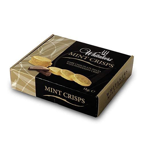 Whitakers Luxury Dark Mint Crisps 1kg Mint Flavoured Dark Chocolate with Sugar Crystals, Vegan & Gluten-Free Bulk Catering Pack, Made in the UK