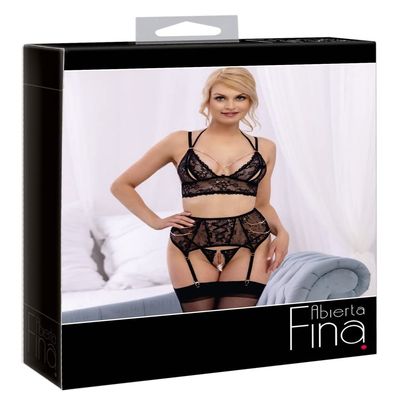 Abierta Fina Suspender Set Schwarz S