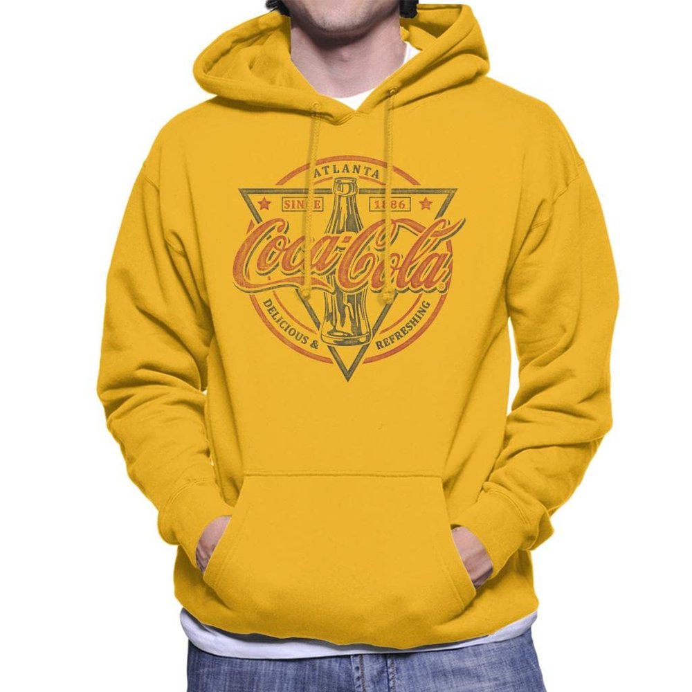 All+Every Coca Cola Delicious and Refreshing Men's Hooded Sweatshirt Gold