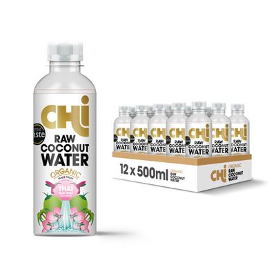 CHI Rehydrate/Revive RAW Organic Coconut Water Drink - (500ml) Pack of 12 - Hydrate with Natural Electrolytes, No Sugar Added, Full Of Vitamin C & Potassium.
