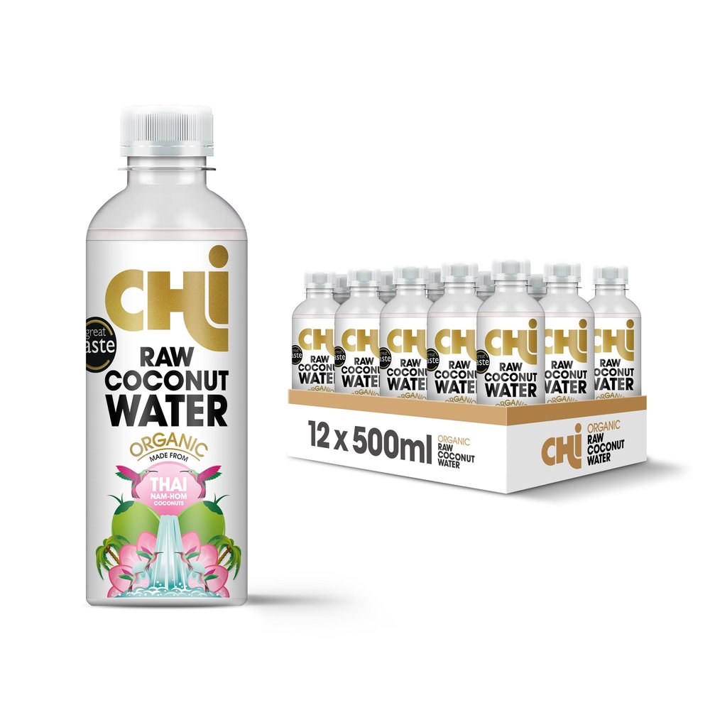 CHI Rehydrate/Revive RAW Organic Coconut Water Drink - (500ml) Pack of 12 - Hydrate with Natural Electrolytes, No Sugar Added, Full Of Vitamin C & Potassium.