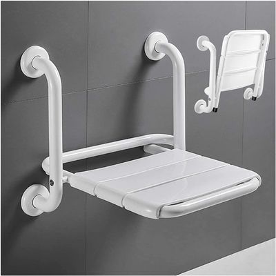 Wall Mounted Shower Seat, Folding Bathroom Stool, Folding Shower Seat Wall, Folding Shower Chair With Armrest 2 In 1 Multifunctional Foldable Bathroom Shower Bench For Elderly, Disabled, Pregnant Woma