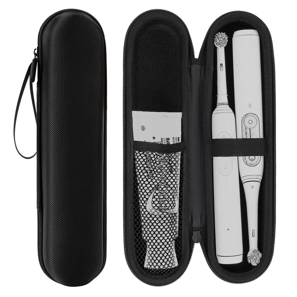 Linkidea Large Electric Toothbrush and Toothpaste Travel Case, Hard Shell Dual Powered Brushes Bag with Toothpaste Storage, Compatible with Oral-B, Spinbrush Pro, Philips Sonicare