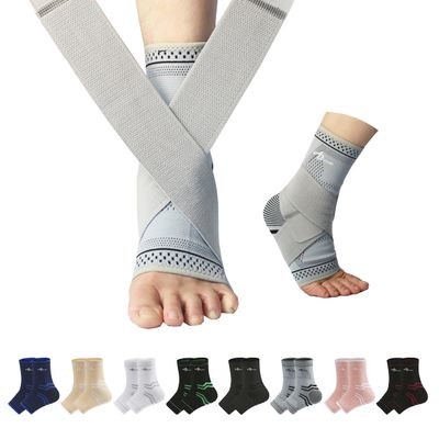 ABIRAM Foot Sleeve (Pair) with Compression Wrap, Ankle Brace For Arch, Ankle Support, Football, Basketball, Volleyball, Running