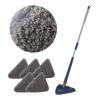 360 Rotatable Adjustable Cleaning Mop, Telescopic Triangular Mop, Multifunctional Spin Mop with Automatic Water Squeezing Function for Floor Ceiling Window Wall Car Cleaning (Blue Mop+2PCS Mop Cloth) view 1