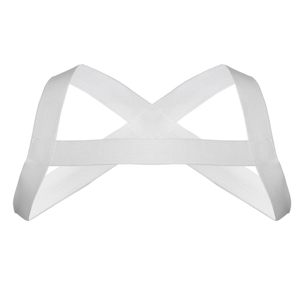 Agoky Men's Nylon Stretchy Shoulder Support Brace Body Chest Harness Costumes Muscle Tank Top White A One Size